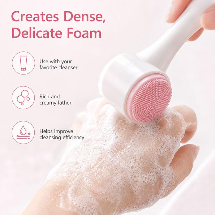 Manual Double-Sided Silicone Facial Cleansing Brush, Soft Face Scrubber and Massage Tool