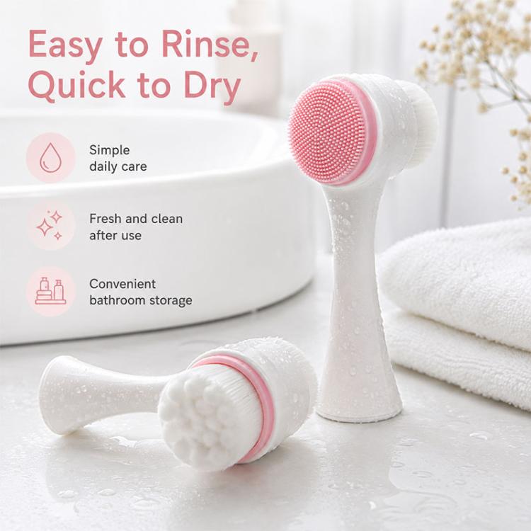 Manual Double-Sided Silicone Facial Cleansing Brush, Soft Face Scrubber and Massage Tool
