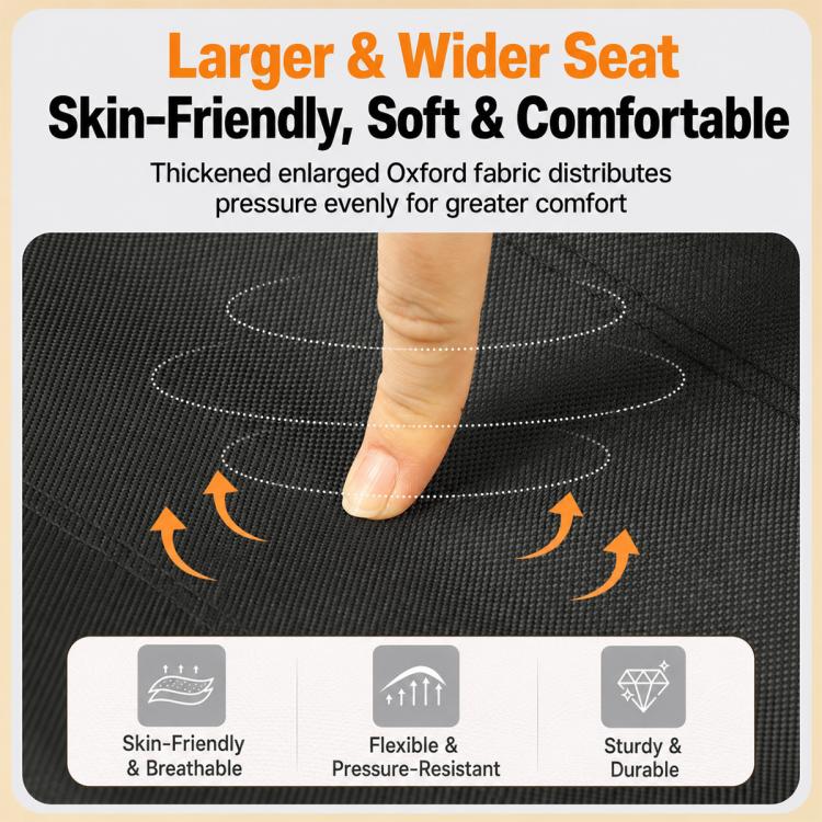 Black cushioned stool seat with textured fabric for comfort and support