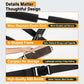 Black folding stool with elastic cord, X-shaped frame, and ABS buckle