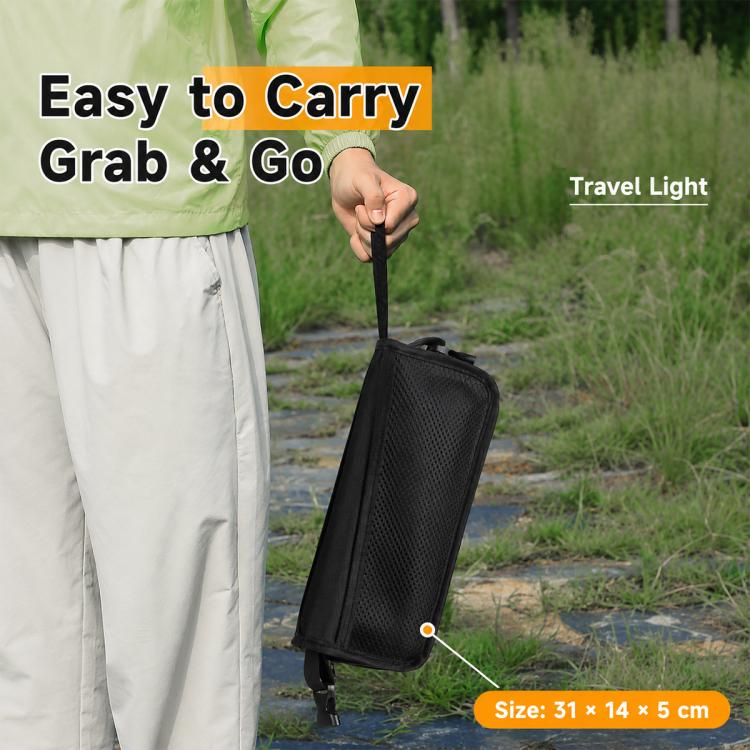 Black crossbody carry bag for portable folding stool, handheld carry strap