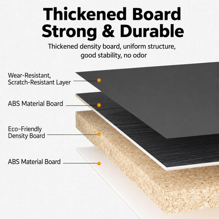 Black camping table board cross-section showing layered, durable tabletop
