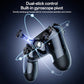 Black wireless controller with dual thumbsticks and gyroscope pivot design.