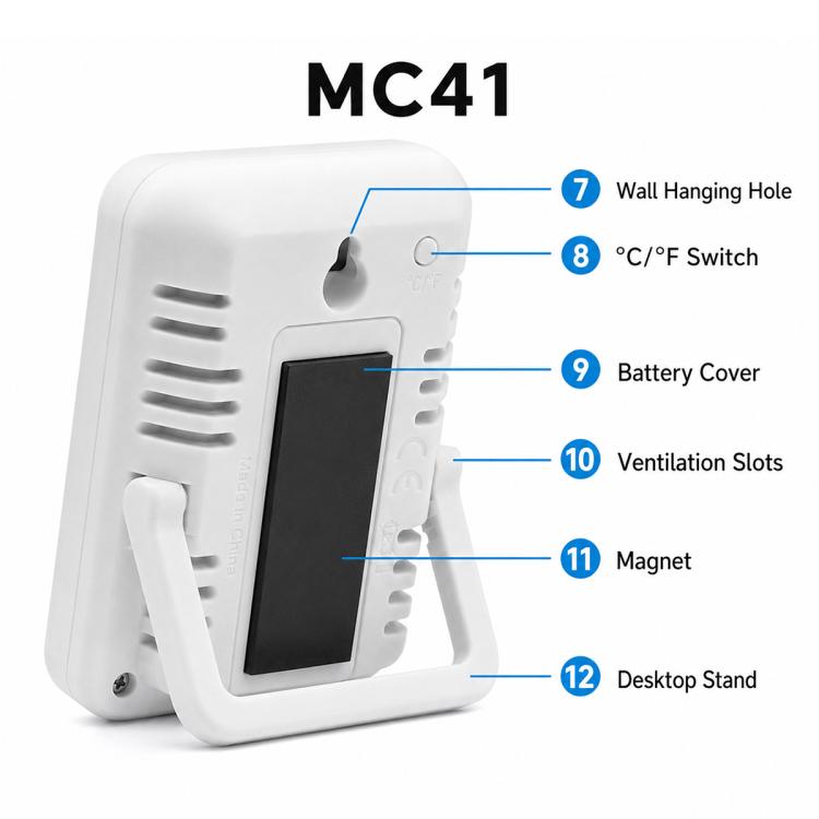 MC41 Indoor High-Precision Digital Display Electronic Thermometer and Hygrometer with Backlight