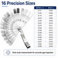 Stainless steel feeler gauge with 16 precision blades and metric and inch markings