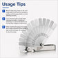 Offset feeler gauge with fan blades and measuring tips diagram on background