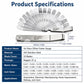 Offset feeler gauge with 16 stainless steel blades and product specifications panel