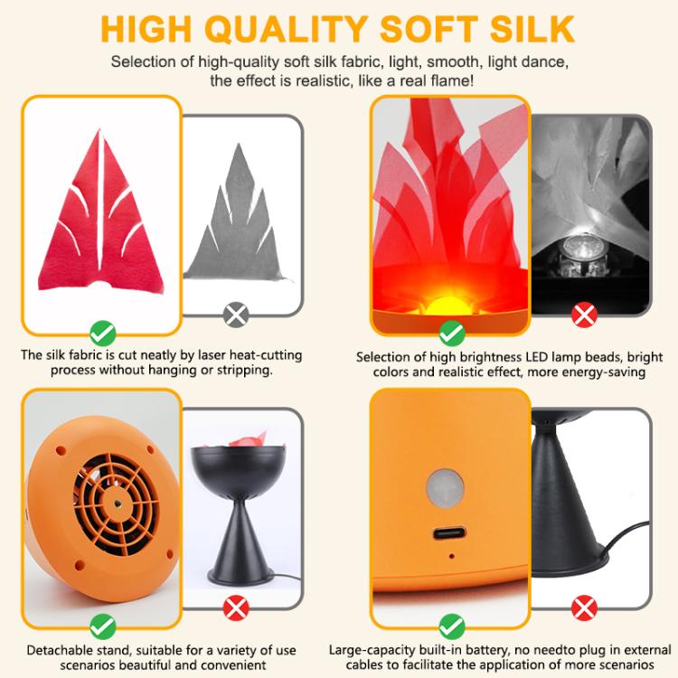 HZ-K02 Rechargeable LED Simulated Flame Lamp Suspended / Desktop Use Design