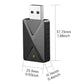 Car Android Auto/CarPlay adapter with USB plug, compact black box and dimensions