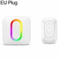 White wireless doorbell with illuminated doorbell icon, EU plug.