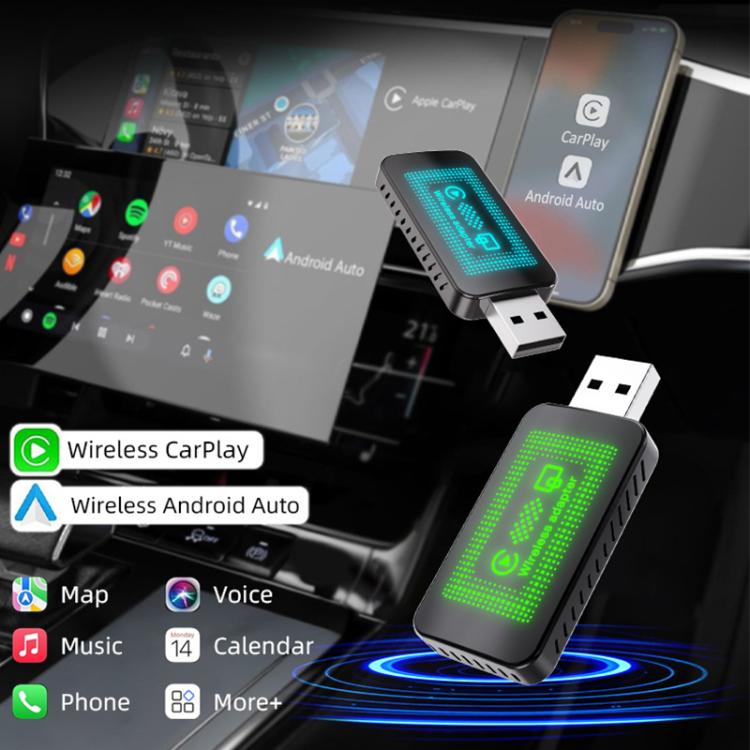 2 in 1 Car mini Smart Box Screen Display Wireless Android Auto CarPlay Adapter, ZYD-B19P