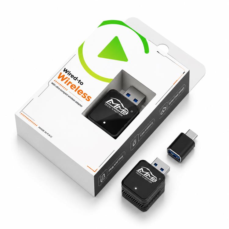 MMB CP-1 2 in 1 Car mini Smart Box Wired to Wireless Android Auto CarPlay Adapter, CP-1