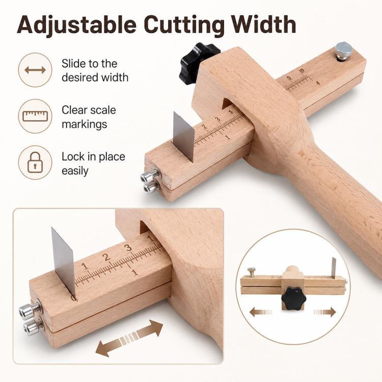 Thickness Adjustable Leather Belt Cutting Wood Handle Cutter