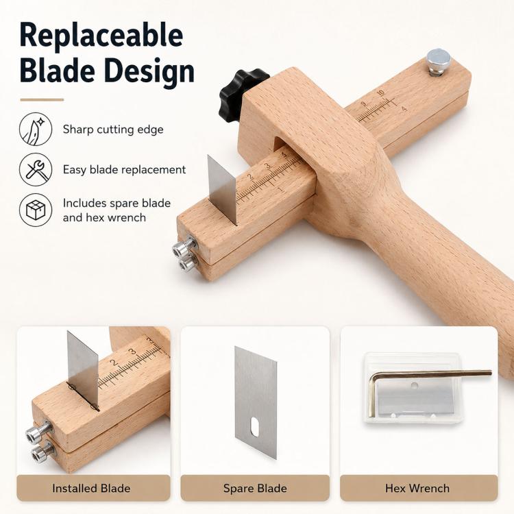 Thickness Adjustable Leather Belt Cutting Wood Handle Cutter