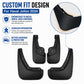 Black front and rear mud flaps, four-piece set with pre-drilled mounting points