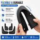 Flexible black rubber mud flap piece with finger grip edge and mounting hole
