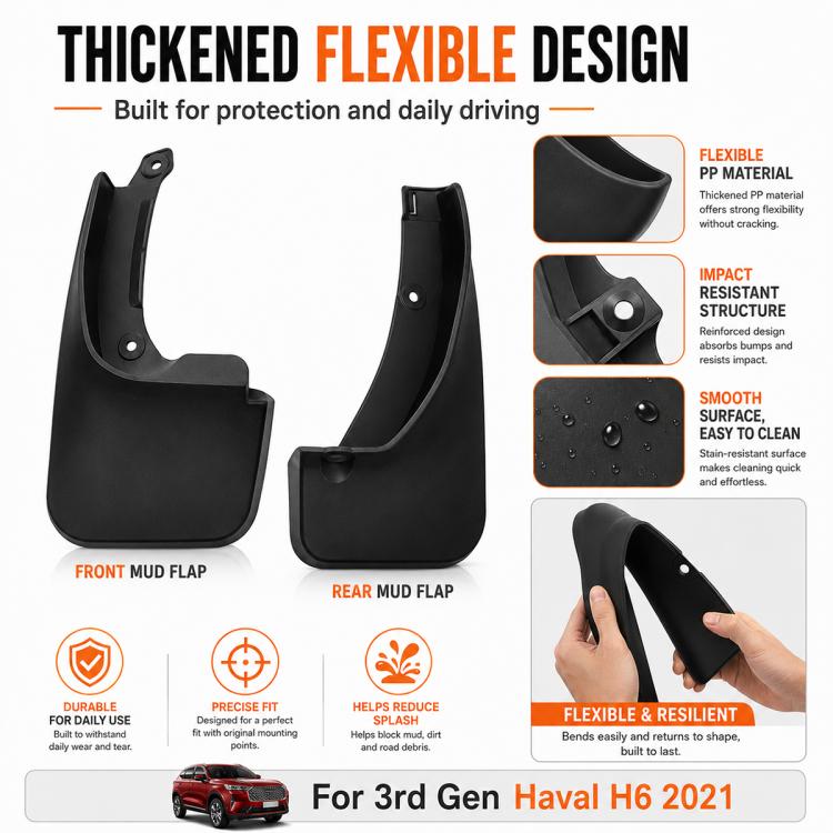 4pcs/Set Car Wheel Splash Flaps Fender Guard, For GreatWall Haval H6 2021