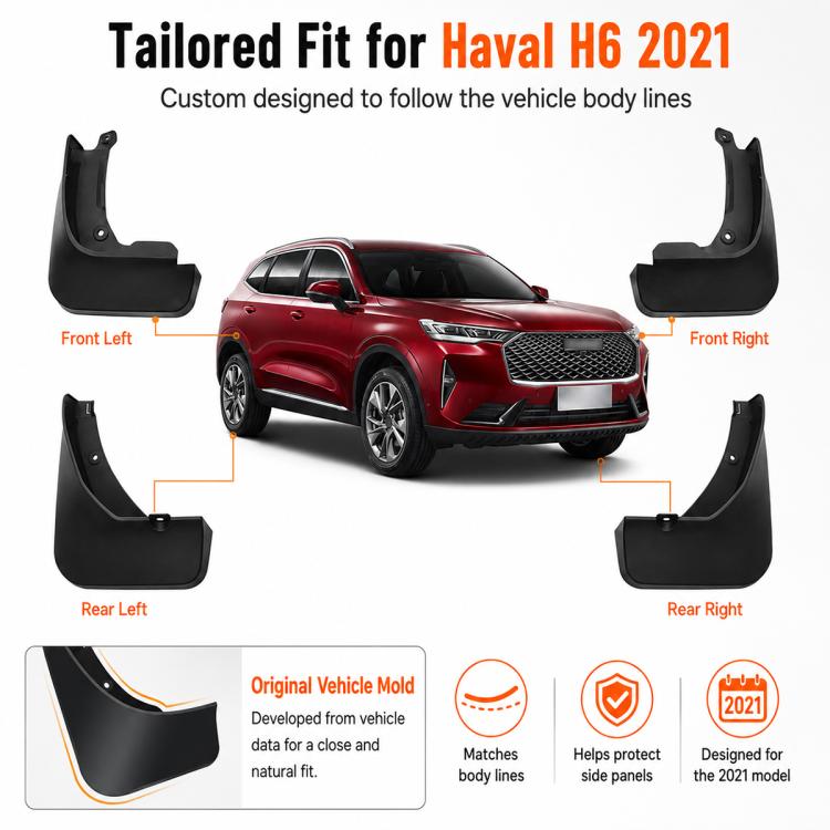 4pcs/Set Car Wheel Splash Flaps Fender Guard, For GreatWall Haval H6 2021