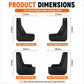 Set of 4 black car mud splash flaps for fender guards, front and rear left/right