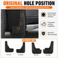 Black wheel splash flap set with mounting-hole placement for installation