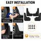 Black mud flaps set with included screws for simple step-by-step installation