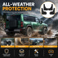 Black mud flap splash guards on a vehicle, designed for all-weather road debris protection