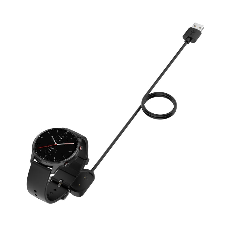 Magnetic charging cable with USB plug and black watch charger dock, 1m
