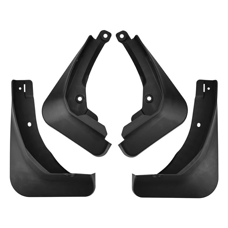 Four black wheel splash flap fender guards, front pair and rear pair