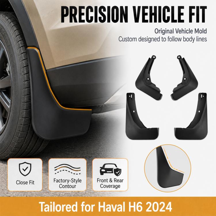 Black front and rear splash flap fender guards with precision vehicle fit