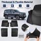 Black flexible mud flap set with four splash guards and mounting holes