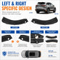 Left and right black rear wheel splash flap guards, vehicle-specific curved design