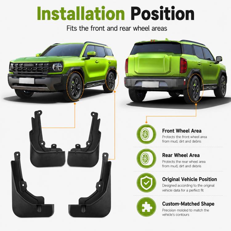 4pcs/Set Car Wheel Splash Flaps Fender Guard, For GreatWall Haval H3 2024