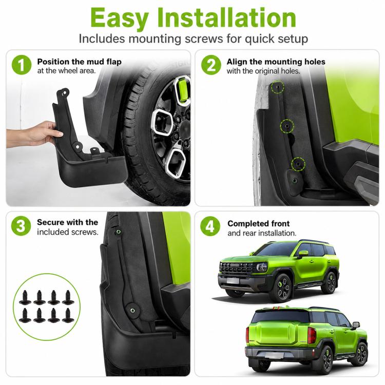 4pcs/Set Car Wheel Splash Flaps Fender Guard, For GreatWall Haval H3 2024