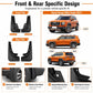 Front and rear pair splash flap set with vehicle-specific contours and mounting holes