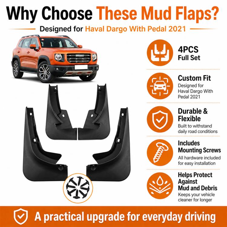 4-piece full set mud flap splash guards for Haval Dargo with pedal 2021
