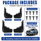 Black front and rear splash flap set with included screws and bolts