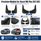 Front pair and rear pair black splash flaps, vehicle-specific molded fit