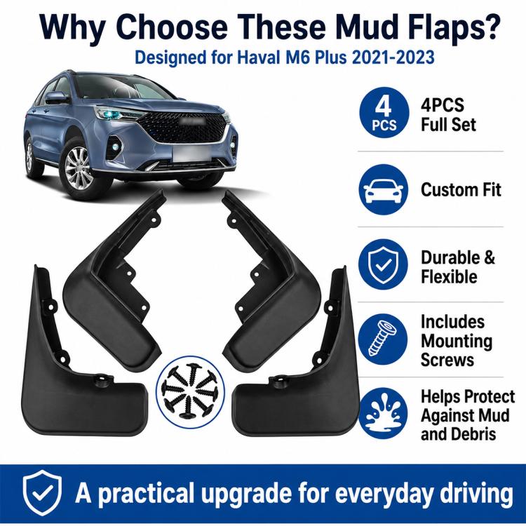 Four-piece black splash flap set for vehicle wheel arch protection