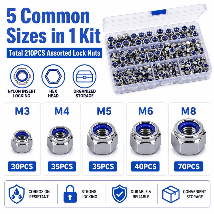Anti-Slip Hexagonal Nut Plug 210PCS, M3-M8
