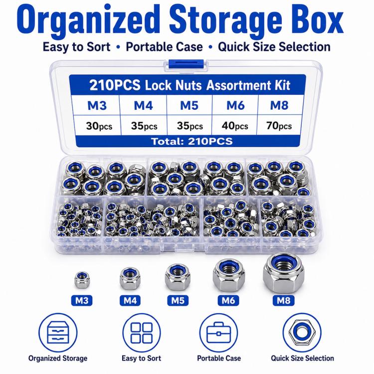 Anti-Slip Hexagonal Nut Plug 210PCS, M3-M8