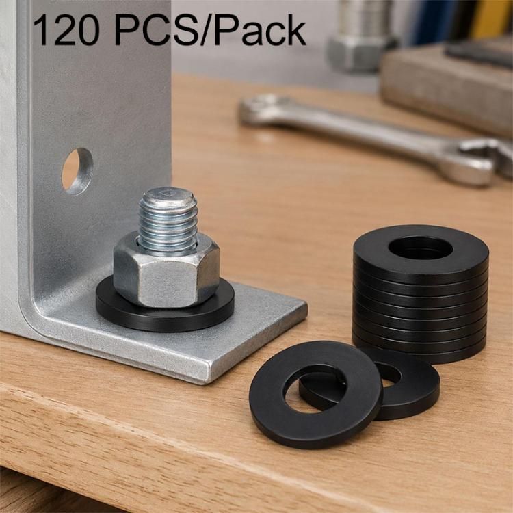 Black Nylon Flat Washer Insulating Round Spacers, 120 pcs Black