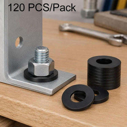 Black Nylon Flat Washer Insulating Round Spacers, 120 pcs Black