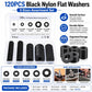 Black Nylon Flat Washer Insulating Round Spacers, 120 pcs Black