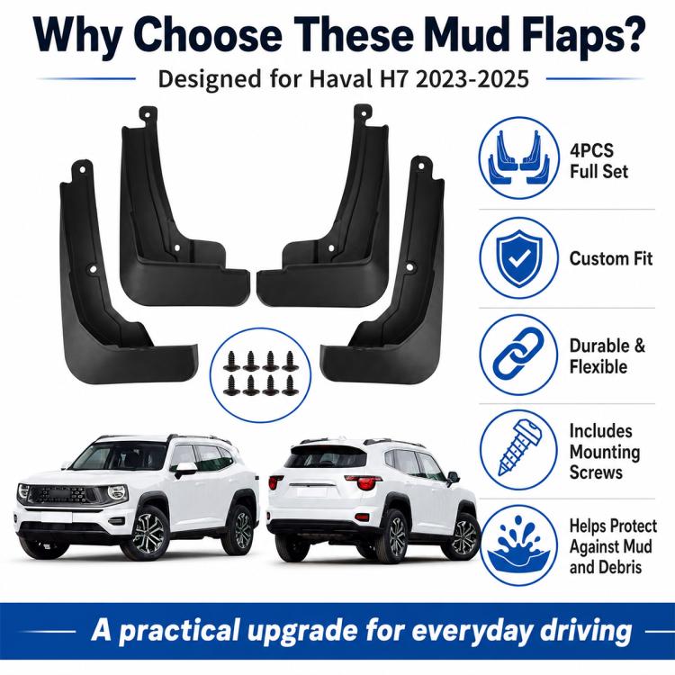 Black splash flap set of four with mounting holes and included screws hardware