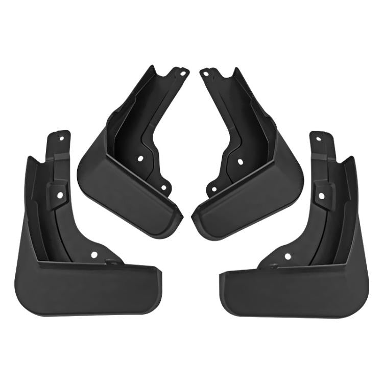Black front and rear mud flap set, molded splash guards for wheel wells