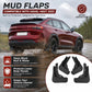 Black mud flap set for wheel splash protection, four molded guards