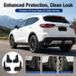 Black mud flaps on white SUV rear and side, splash protection