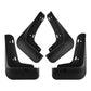 Set of black front and rear splash mud flaps with mounting holes