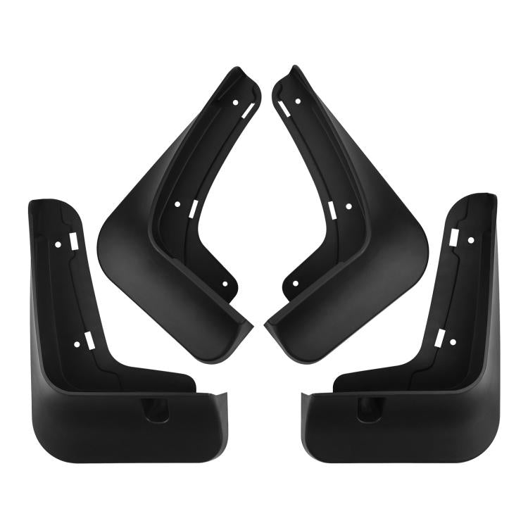 Set of black front and rear splash mud flaps with mounting holes