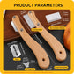 Curved wooden bread scoring knife set with protective sleeve and spare blades